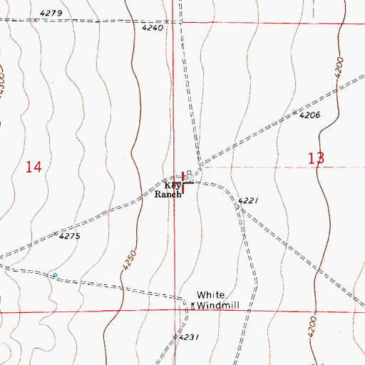 Topographic Map of Key Ranch, NM