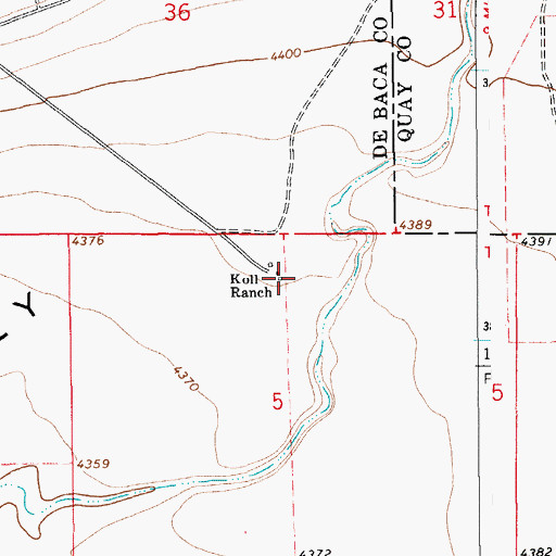 Topographic Map of Koll Ranch, NM