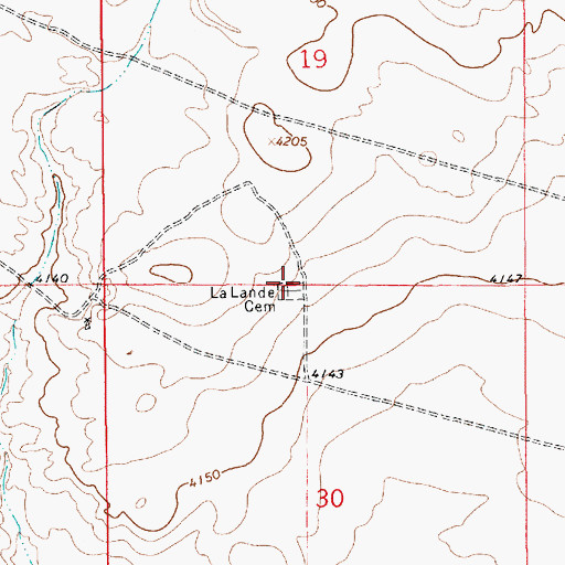 Topographic Map of La Lande Cemetery, NM