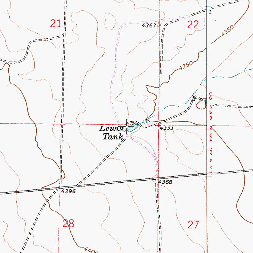 Topographic Map of Lewis Tank, NM