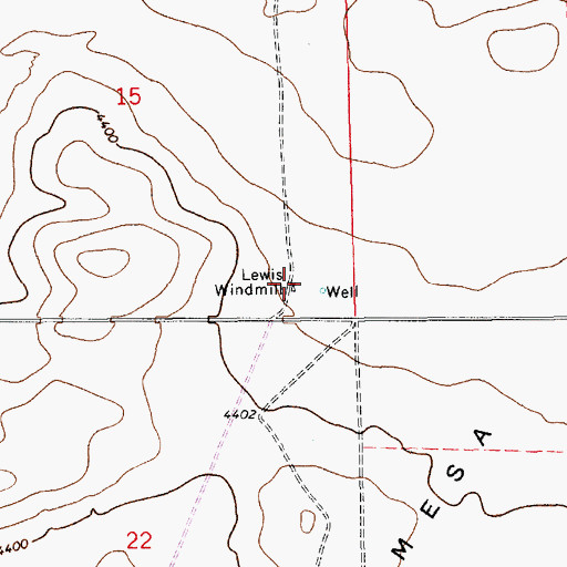 Topographic Map of Lewis Windmill, NM