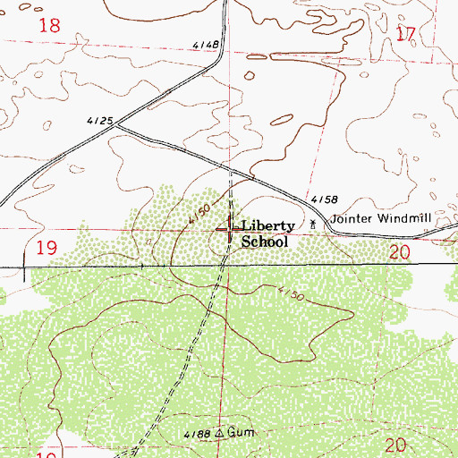 Topographic Map of Liberty School, NM