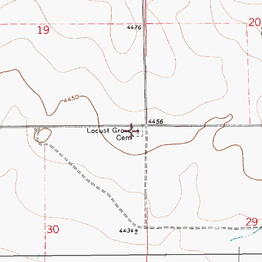 Topographic Map of Locust Grove Cemetery, NM