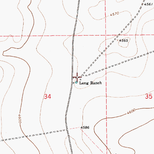 Topographic Map of Long Ranch, NM