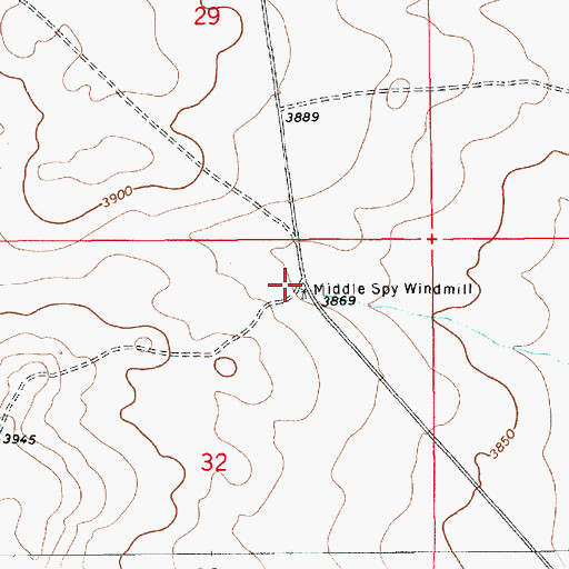 Topographic Map of Middle Spy Windmill, NM