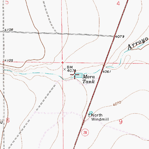 Topographic Map of Mora Tank, NM