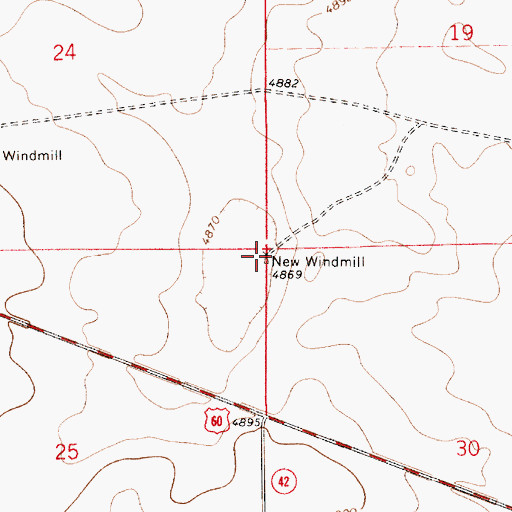 Topographic Map of New Windmill, NM