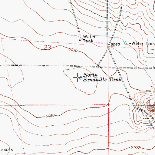Topographic Map of North Sandhills Tank, NM
