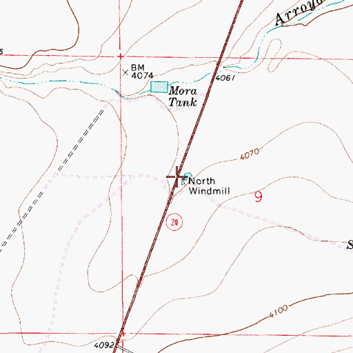 Topographic Map of North Windmill, NM