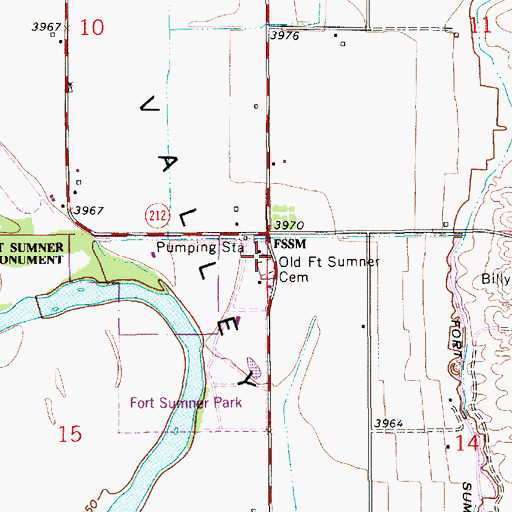 Topographic Map of Old Fort Sumner Cemetery, NM