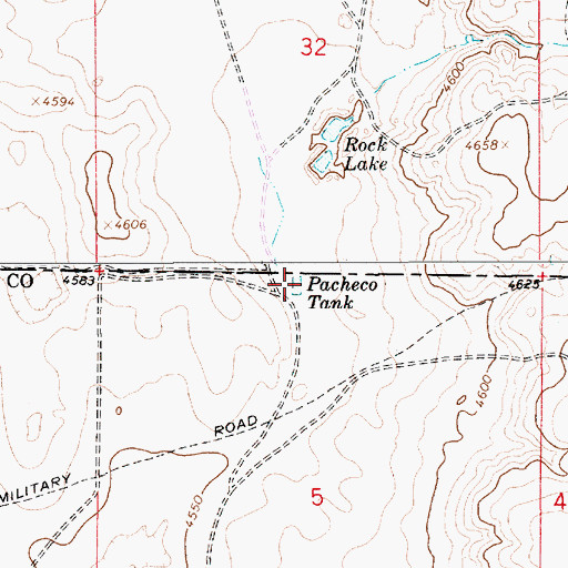 Topographic Map of Pacheco Tank, NM