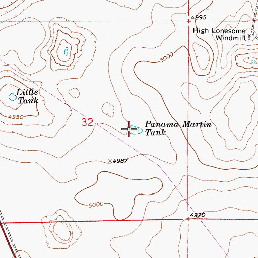 Topographic Map of Panama Martin Tank, NM