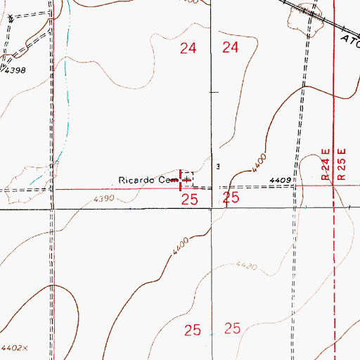 Topographic Map of Ricardo Cemetery, NM