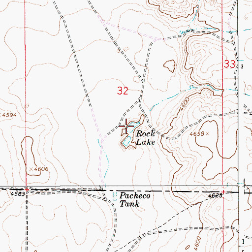 Topographic Map of Rock Lake, NM