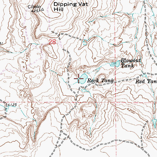 Topographic Map of Rock Tank, NM