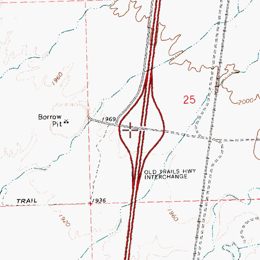 Topographic Map of Old Trails Highway Interchange, AZ