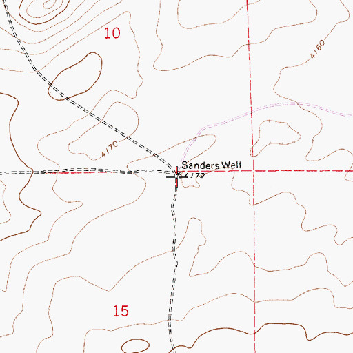 Topographic Map of Sanders Well, NM