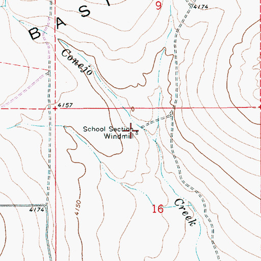 Topographic Map of School Section Windmill, NM