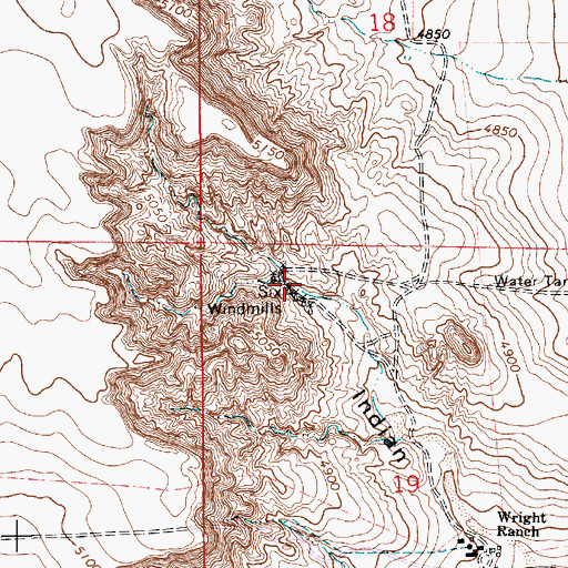Topographic Map of Six Windmills, NM