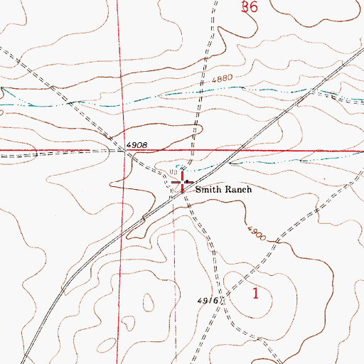 Topographic Map of Smith Ranch, NM