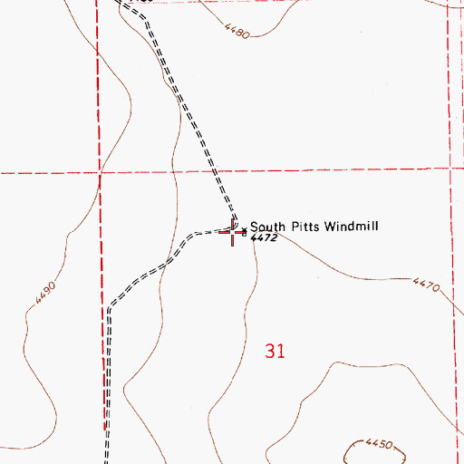 Topographic Map of South Pitts Windmill, NM