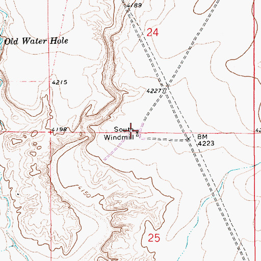 Topographic Map of South Windmill, NM