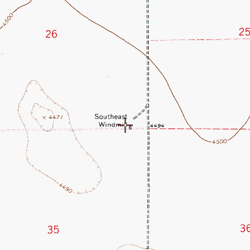 Topographic Map of Southeast Windmill, NM