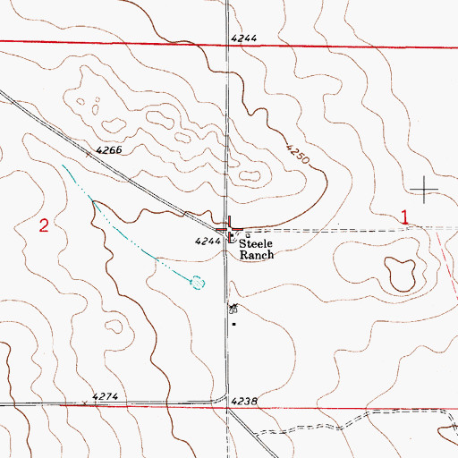 Topographic Map of Steele Ranch, NM