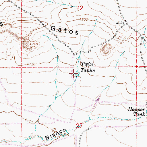 Topographic Map of Twin Tanks, NM