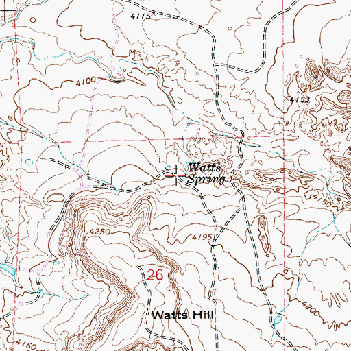 Topographic Map of Watts Spring, NM