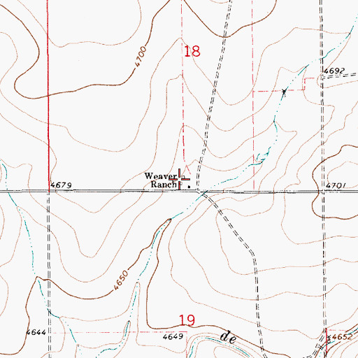Topographic Map of Weaver Ranch, NM