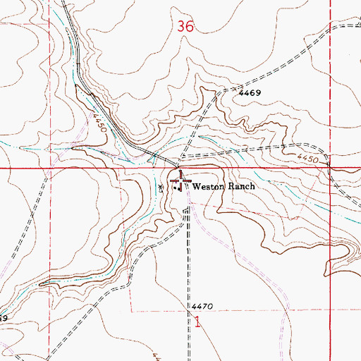 Topographic Map of Weston Ranch, NM