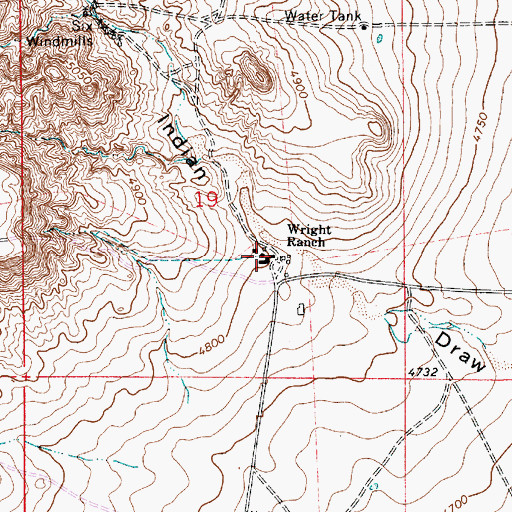 Topographic Map of Wright Ranch, NM