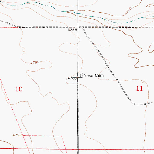 Topographic Map of Yeso Cemetery, NM