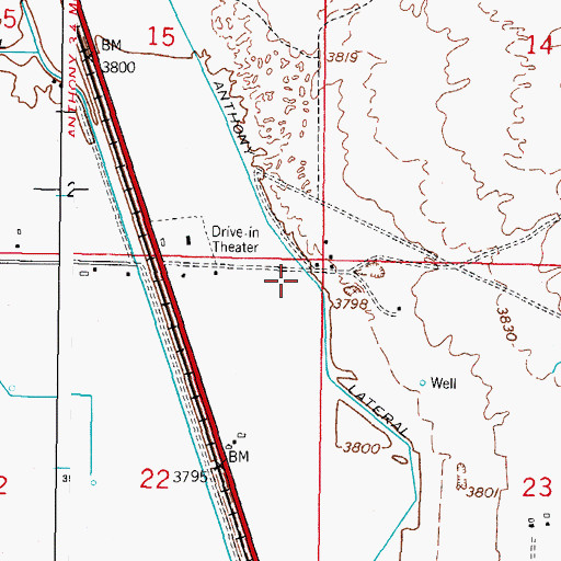 Topographic Map of Anthony Lateral, NM