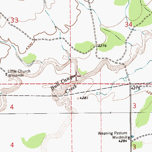 Topographic Map of Bull Canyon Creek, NM