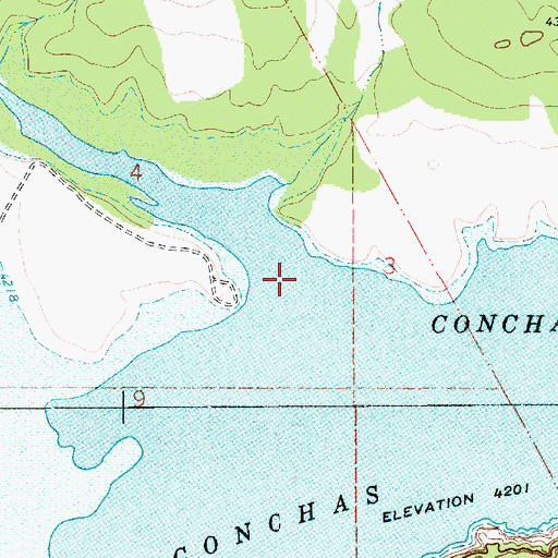 Topographic Map of Conchas River, NM