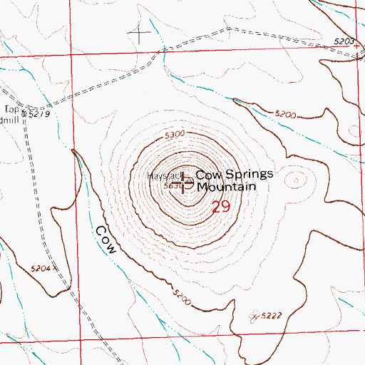 Topographic Map of Cow Springs Mountain, NM