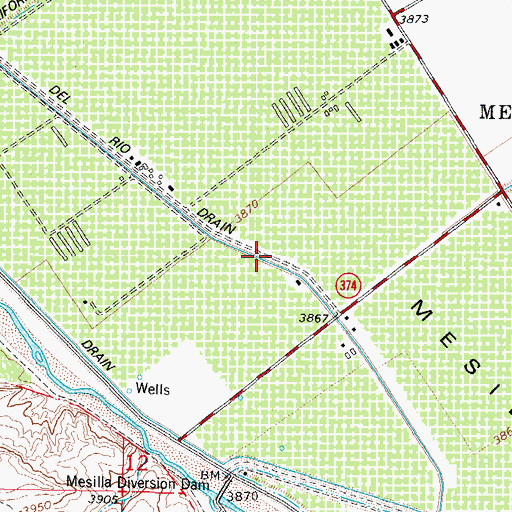 Topographic Map of Del Rio Drain, NM