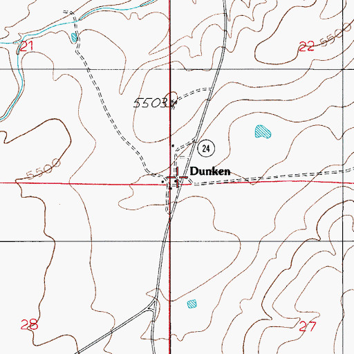 Topographic Map of Dunken, NM