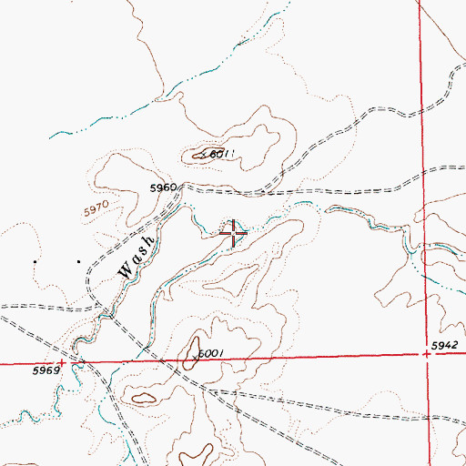 Topographic Map of Dye Brush Wash, NM