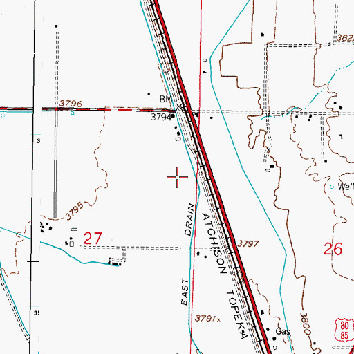 Topographic Map of East Drain, NM