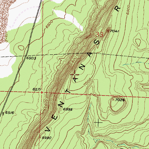 Topographic Map of Las Ventanas Ridge, NM