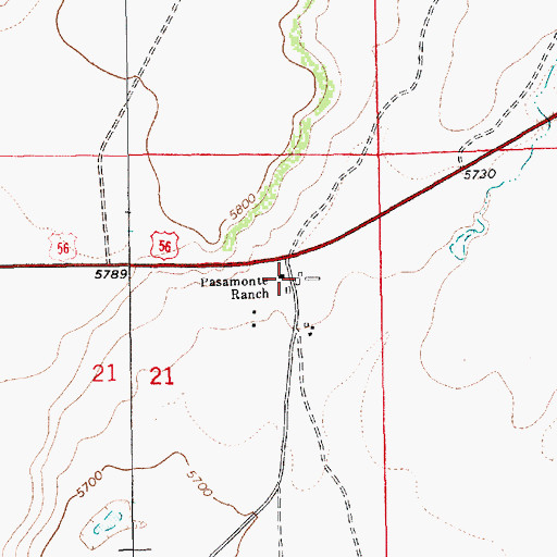 Topographic Map of Pasamonte Ranch, NM