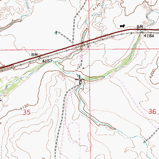Topographic Map of Sand Creek, NM