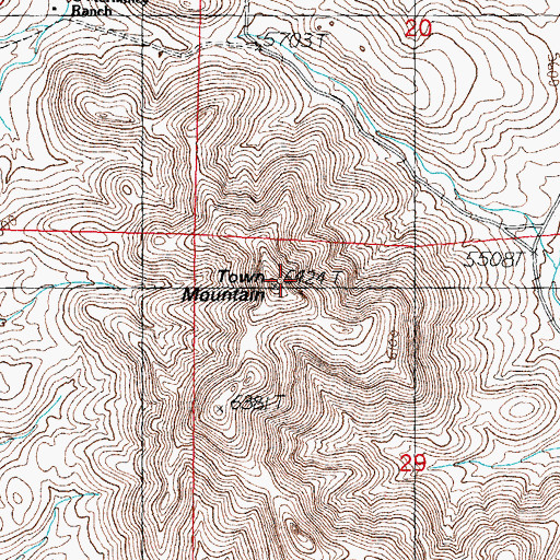 Topographic Map of Town Mountain, NM