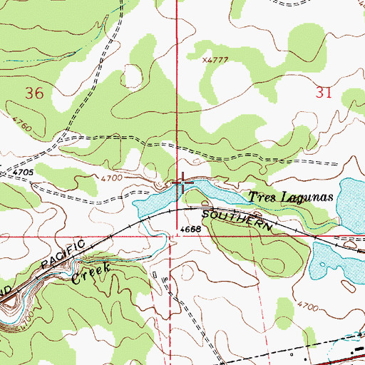 Topographic Map of Tres Lagunas, NM