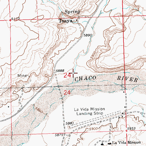 Topographic Map of Tsaya Canyon, NM