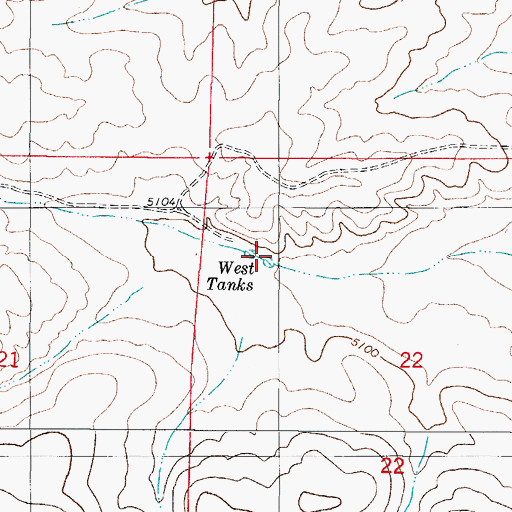 Topographic Map of West Tanks, NM