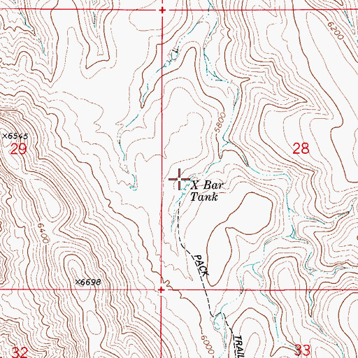 Topographic Map of X Bar Tank, NM
